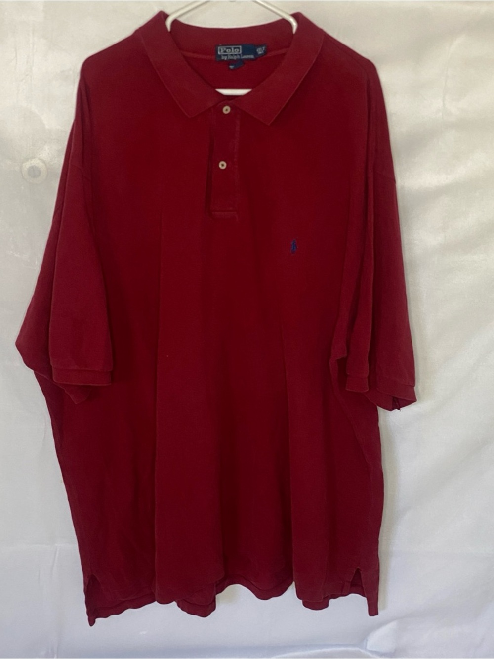 Polo Ralph Lauren Mens 4XLT Big & Tall Red Mesh Polo Shirt Blue Pony Logo Cotton